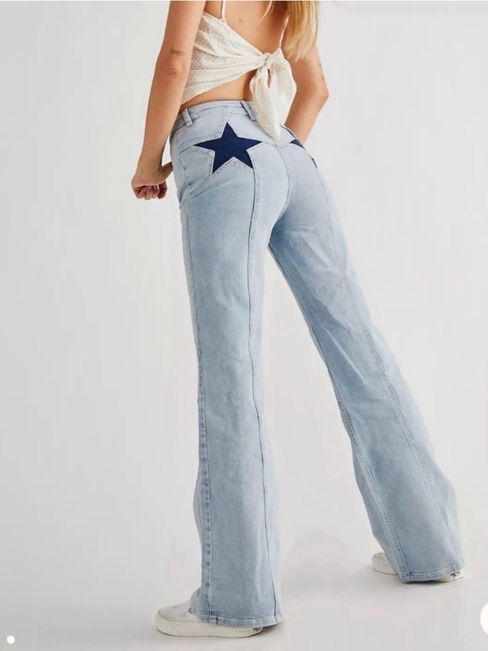 We The Free Light Blue Denim Jeans with Faded Wash